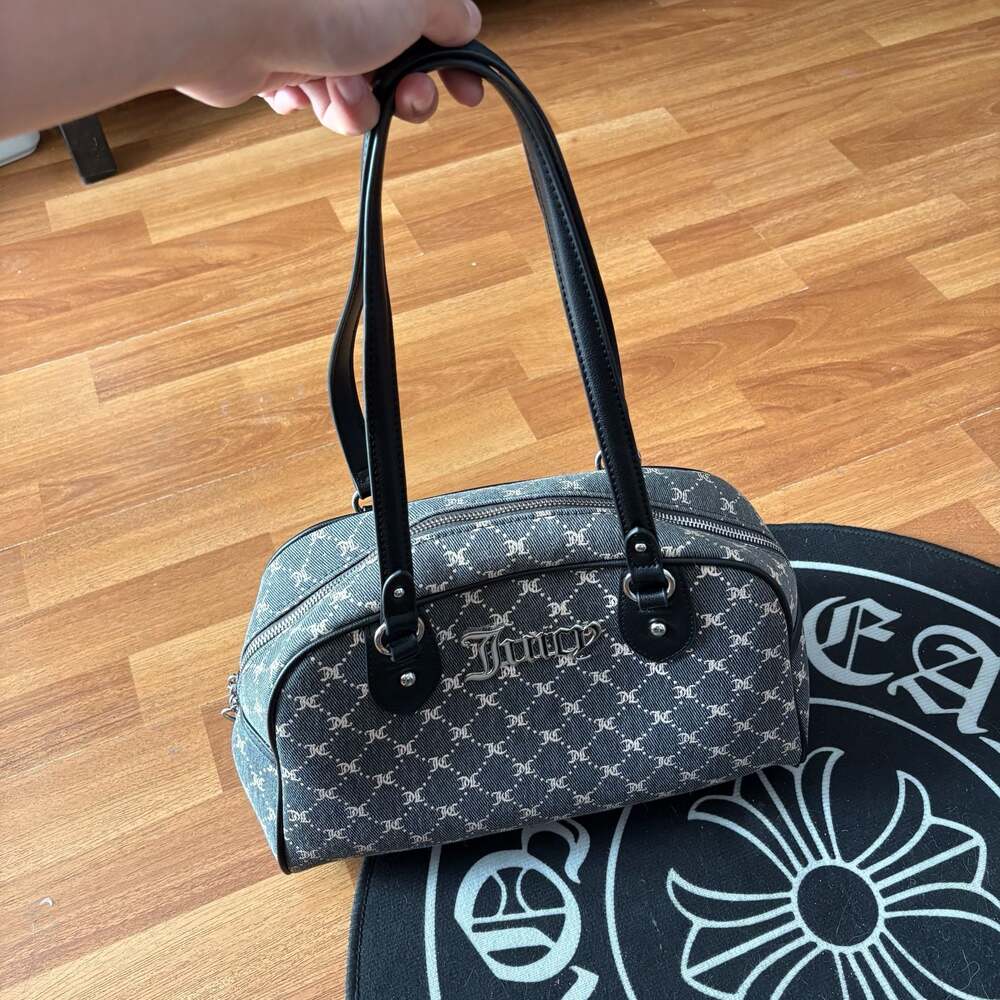 Juicy Couture Monogram Denim Shoulder Satchel Handbag
